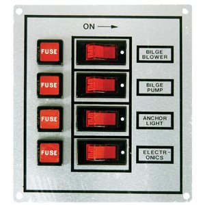 WHITECAP S-3308C 4 SWITCH ROCKER SWITCH & FUSE PANEL